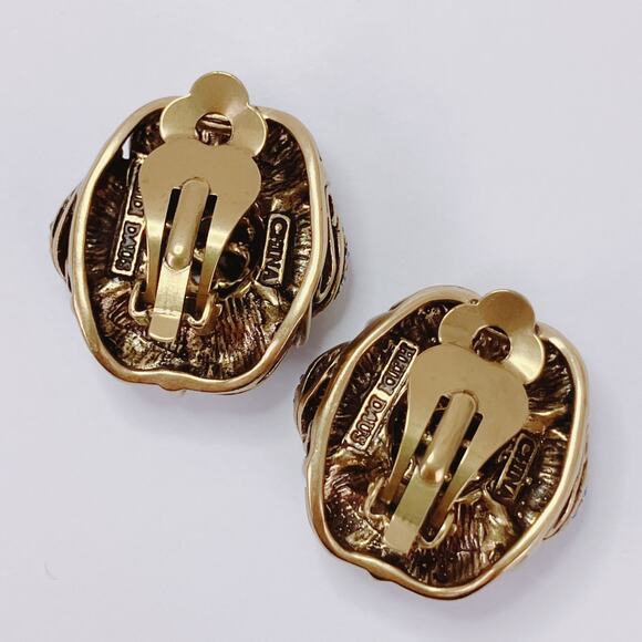 Signed Heidi Daus Swarovski Crystal Clip On Earrings Floral Flower Designer VTG - Picture 8 of 11